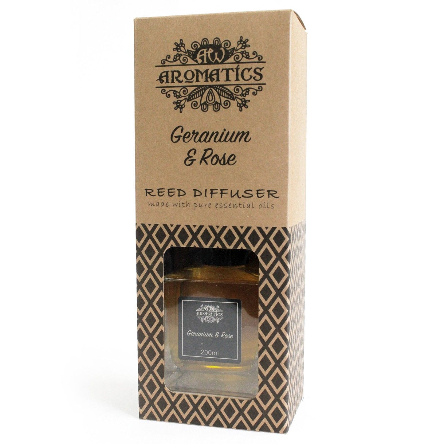 Duftdiffusor mit Geranie & Rose - 200ml Set mit Rattanstäben