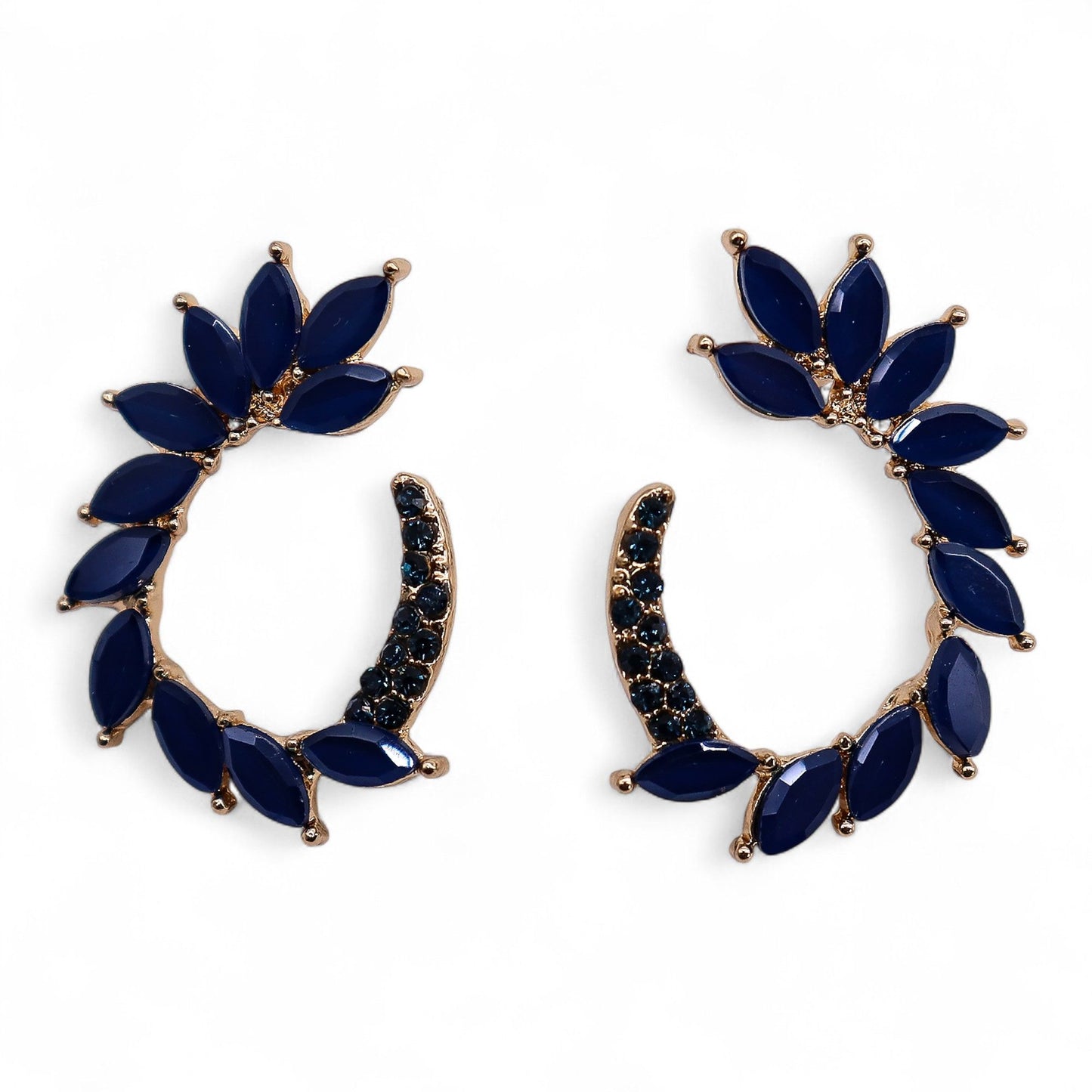 Creolen Royal Blue – Kreisförmige Ohrringe aus Glas und Edelstahl