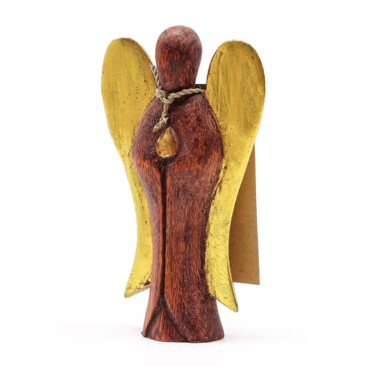 Joy Schutzengel 15 cm - Handgeschnitzt aus Suarholz