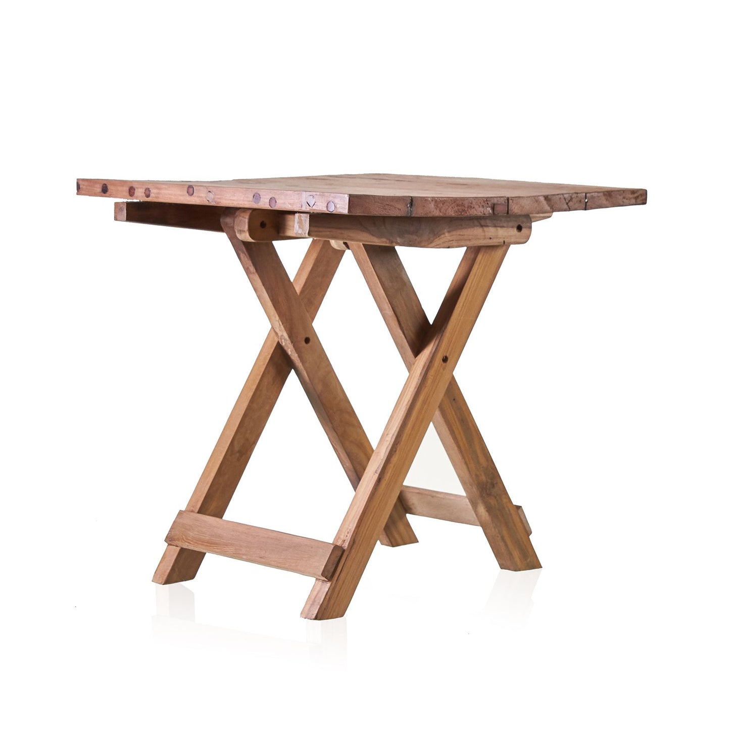 Quadratischer Klapptisch aus recyceltem Teakholz - 50x50 cm, handgefertigt