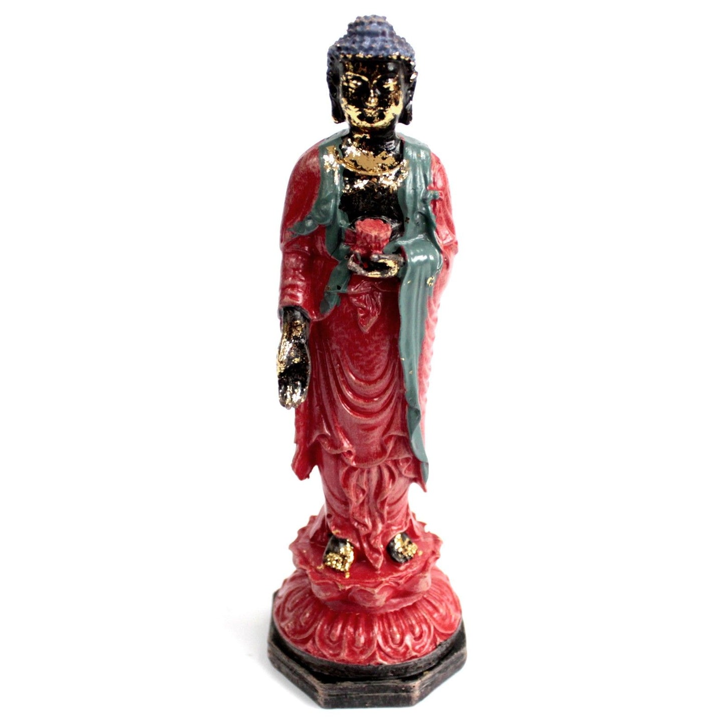 Stehende Buddha Statue in Antik-Optik - Meditationsfigur aus hochwertigem Resin