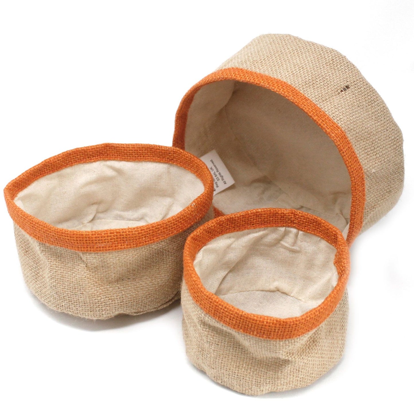 Set aus 3 Jute-Körben in Kurkuma – Mit Baumwollfutter, 3 Größen