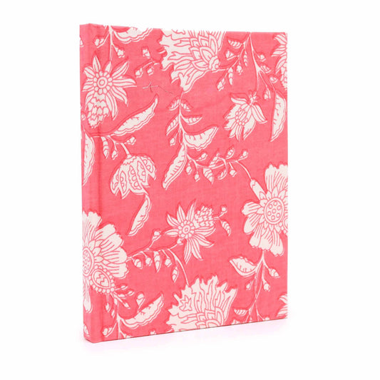 Notizbuch mit rosa Blütendruck | 96 Seiten | Baumwolle | 20x15 cm
