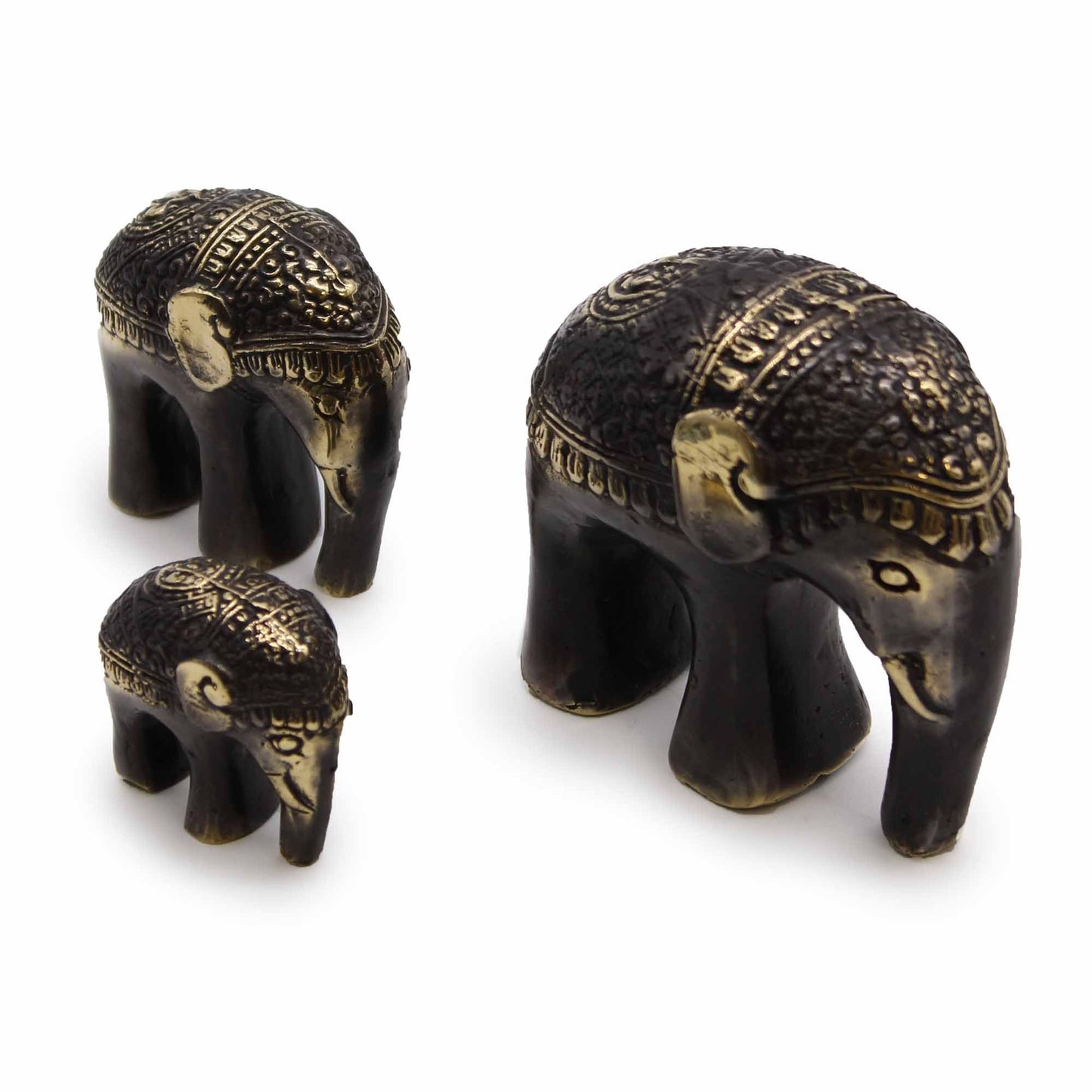 Dreier-Set Elefanten-Skulpturen aus Messing – Fengshui-Dekoration