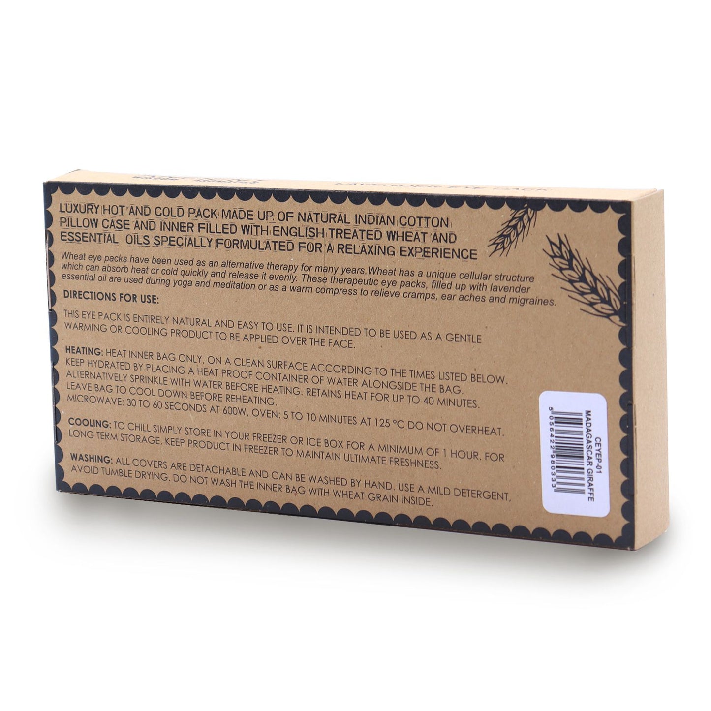 Lavendel Augenmaske mit Weizenfüllung – Madagaskar Giraffe Design in Geschenkbox