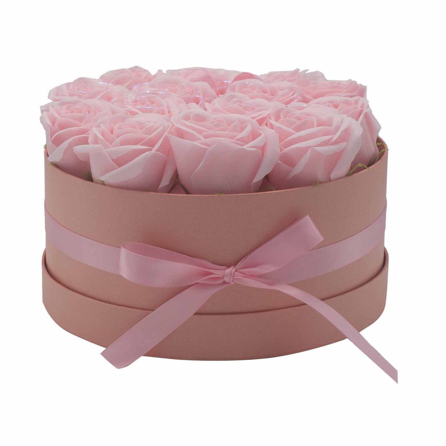 Luxus Seifenrosen-Strauß mit 14 rosa Rosen – Wiederverwendbare Geschenkbox