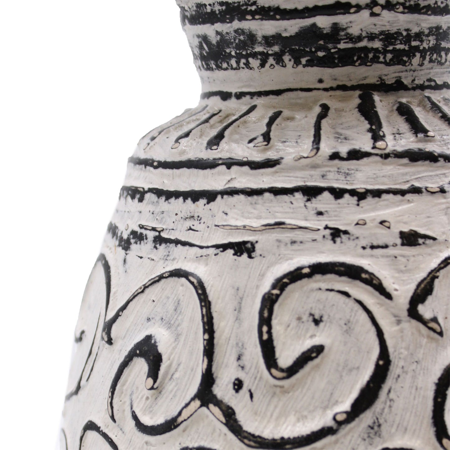 Keramikvase Creme mit Swirl-Muster – Handgefertigt auf Lombok