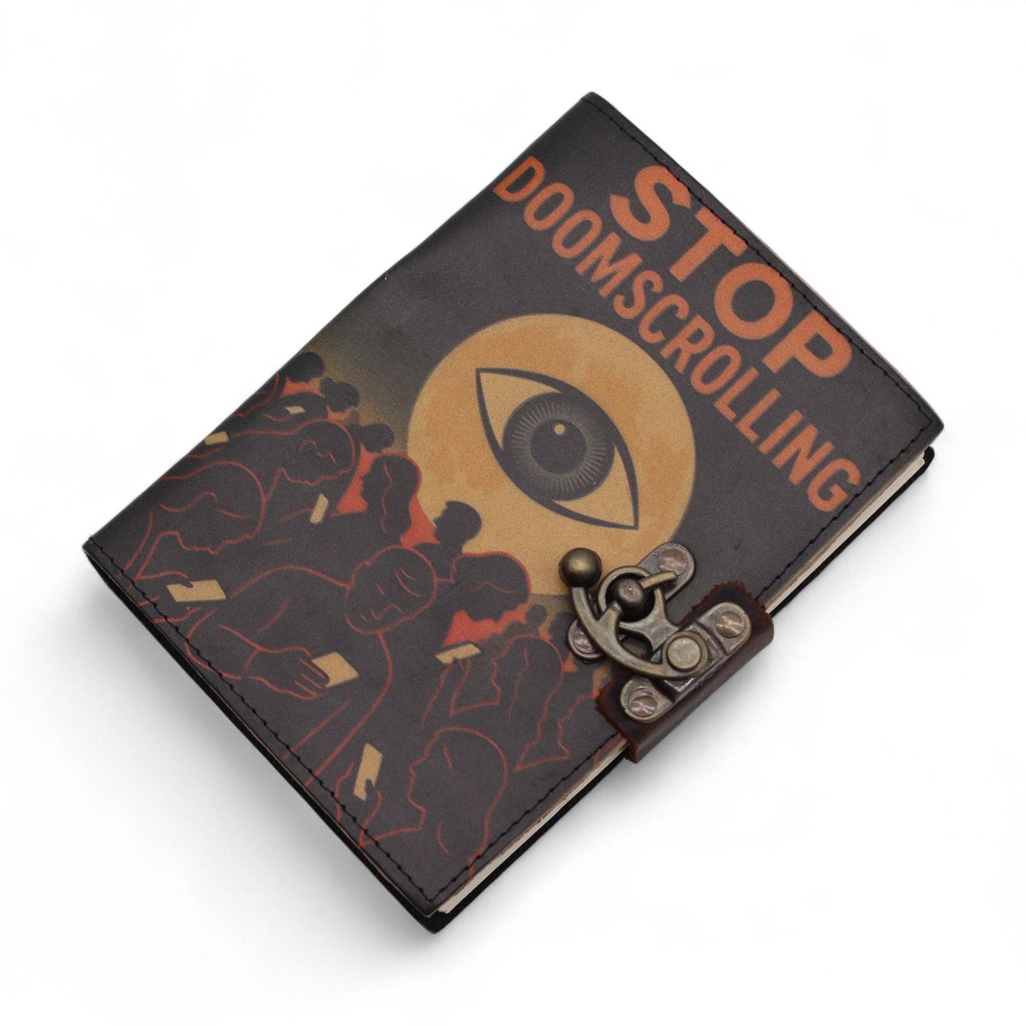 Leder-Notizbuch 'Stop Doom Scrolling' – Ihr Werkzeug für mehr Achtsamkeit