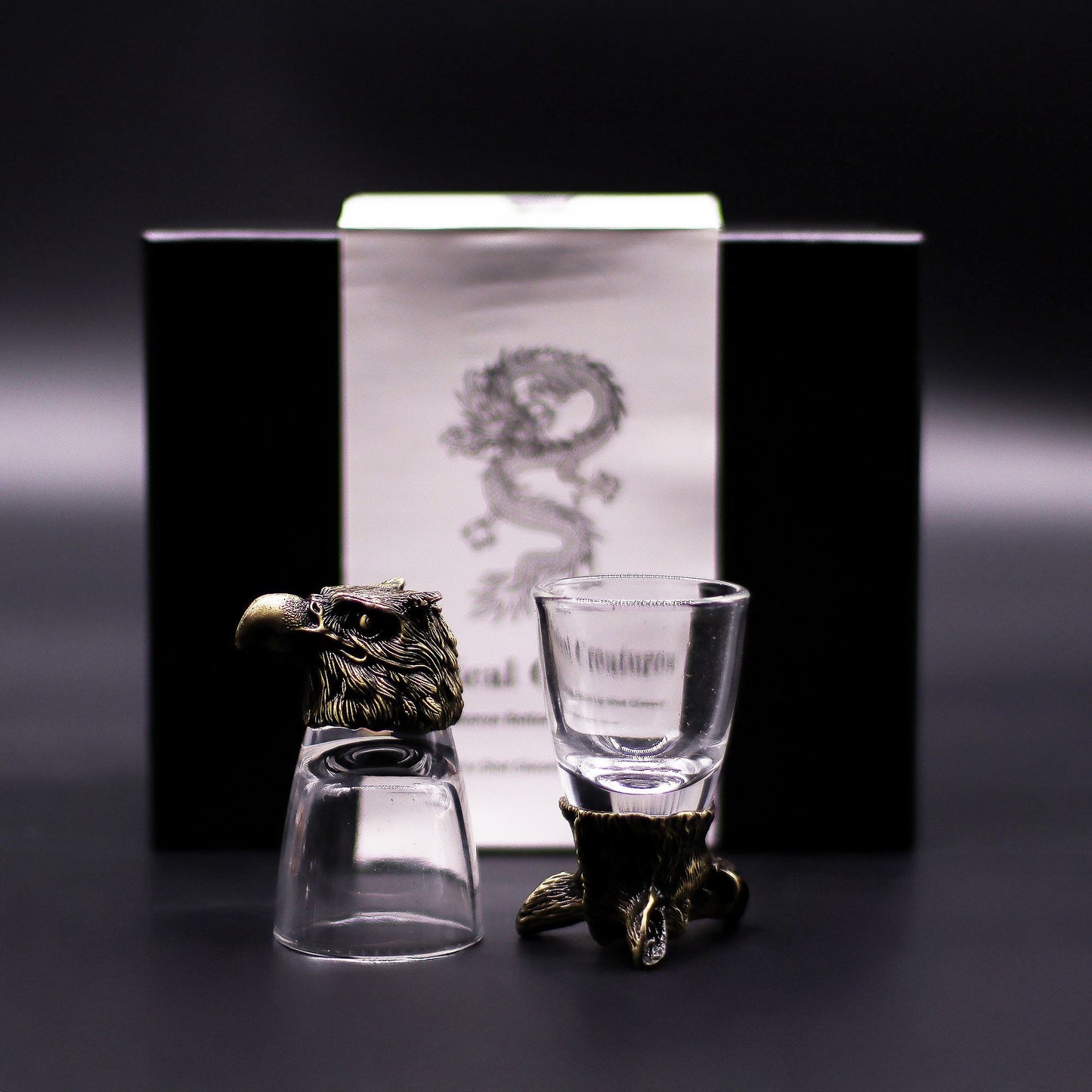 Set mit 6 Shotgläsern 'Wilde Waldtiere' - Antikbronze-Optik