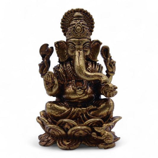 Handgefertigte Ganesha Miniaturstatue aus Messing – Symbol für Weisheit