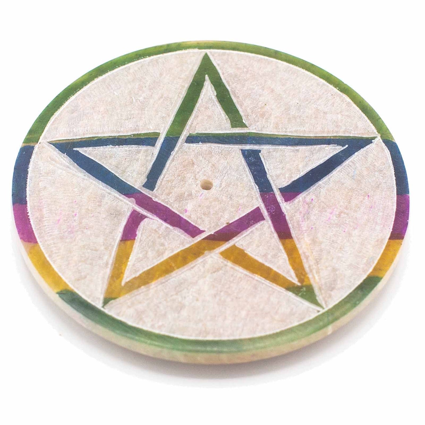 Pentagramm-Räucherscheibe aus Speckstein – 8 cm