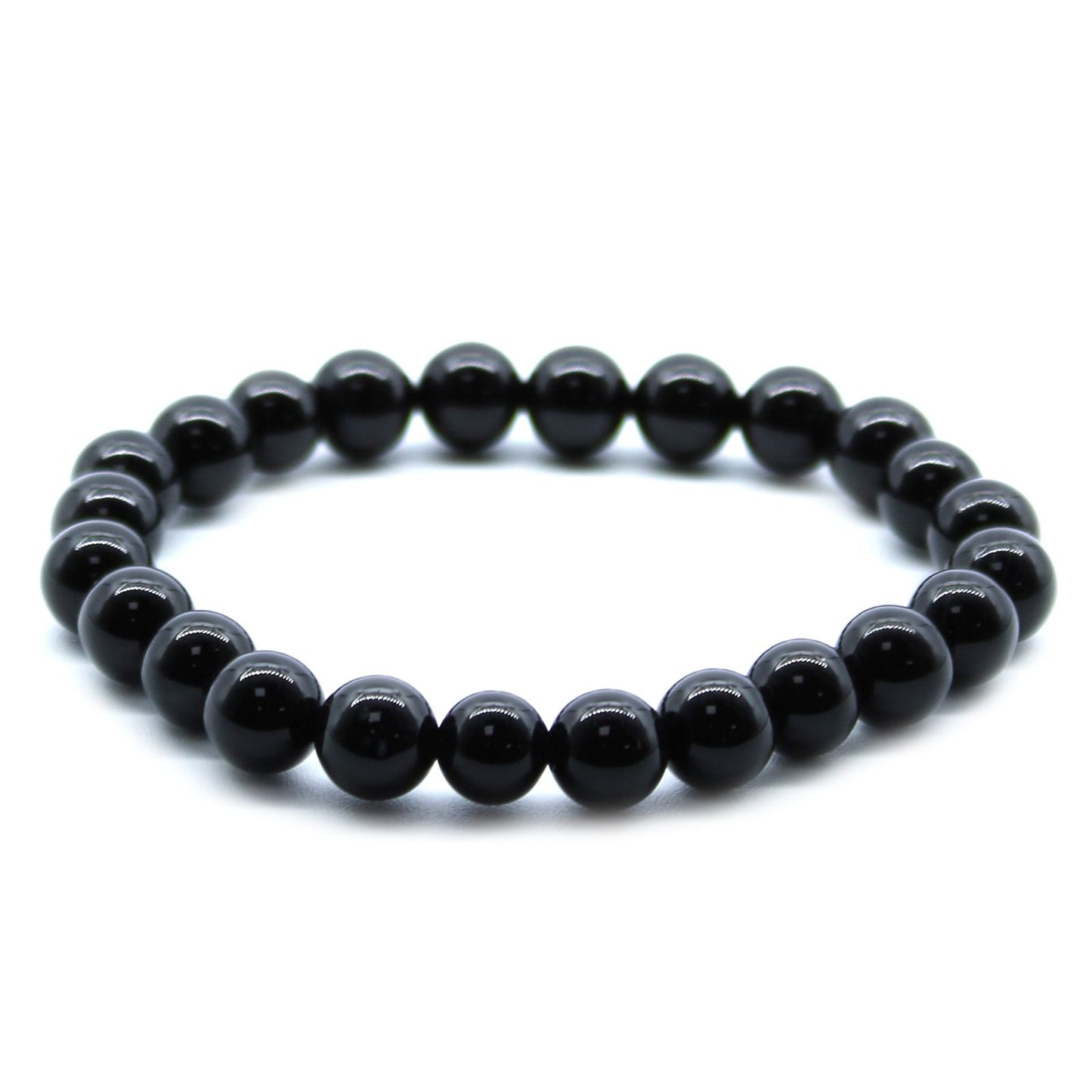 Kraftarmband aus echtem schwarzem Achat – Dehnbarer Edelstein-Schmuck