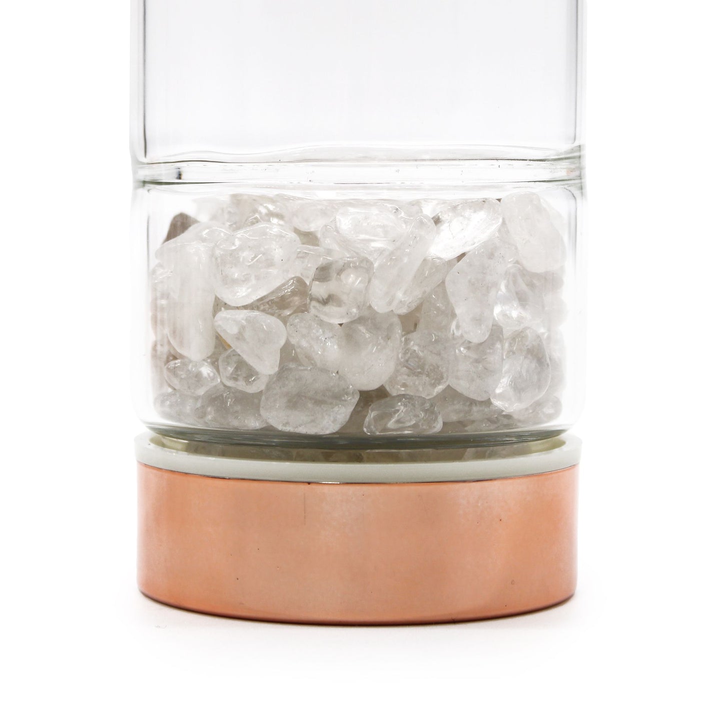 Kristallglas Teeflasche mit Infuser & Rosenquarz-Dekor – Roségold