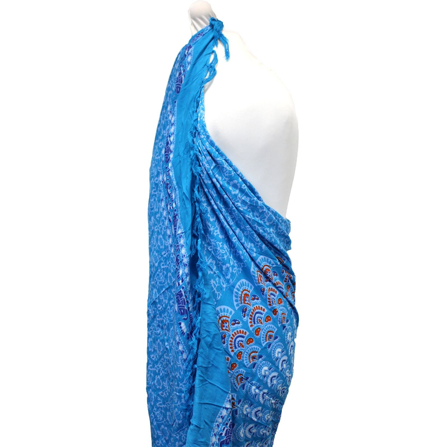 Sarong mit Mandala-Muster in Türkis und Orange – 140 x 100 cm aus Rayon