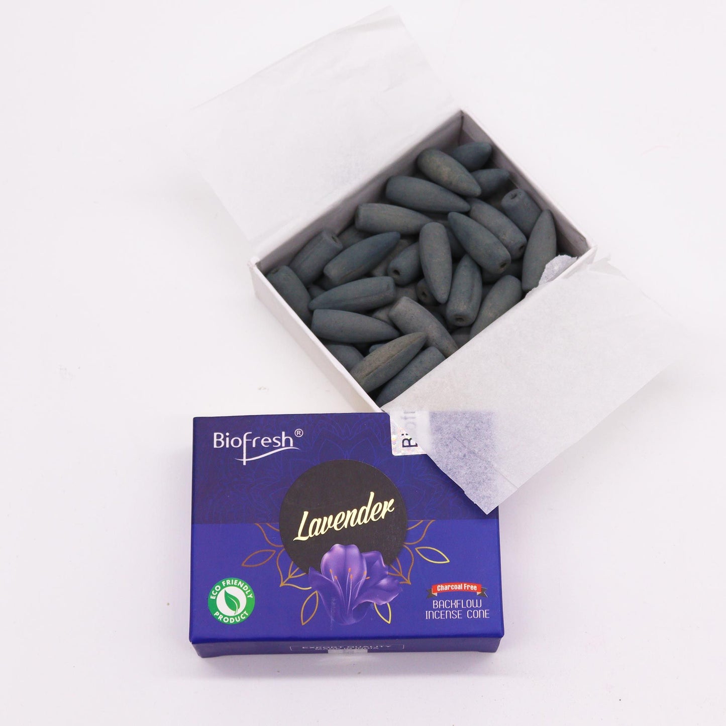 Lavendel Rückflussräucherkegel – 40 Stück, kohlefrei & langanhaltend