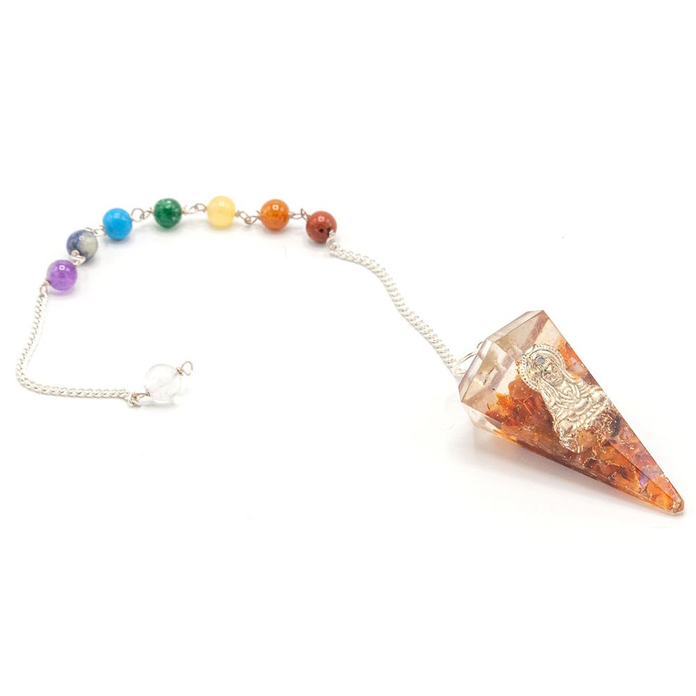 Orgonit Pendel mit Buddha-Motiv – Chakra-Steine & Edelmetalle