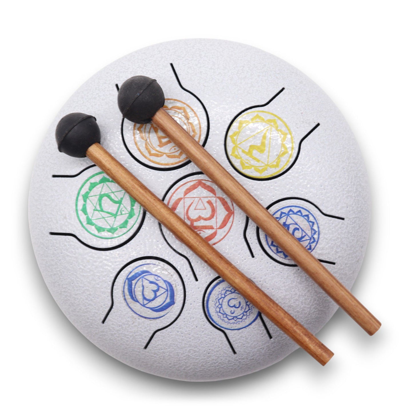 Steel Tongue Happy Drums – 7-Chakra Stahltrommel 18cm mit Zubehör