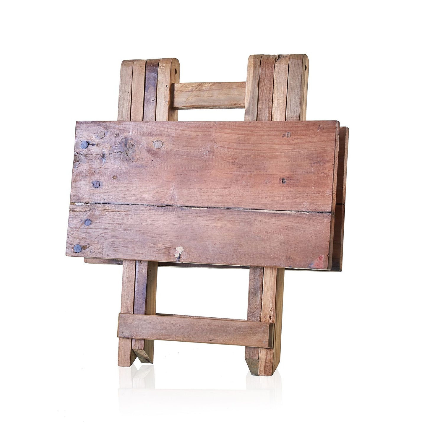 Quadratischer Klapptisch aus recyceltem Teakholz - 50x50 cm, handgefertigt