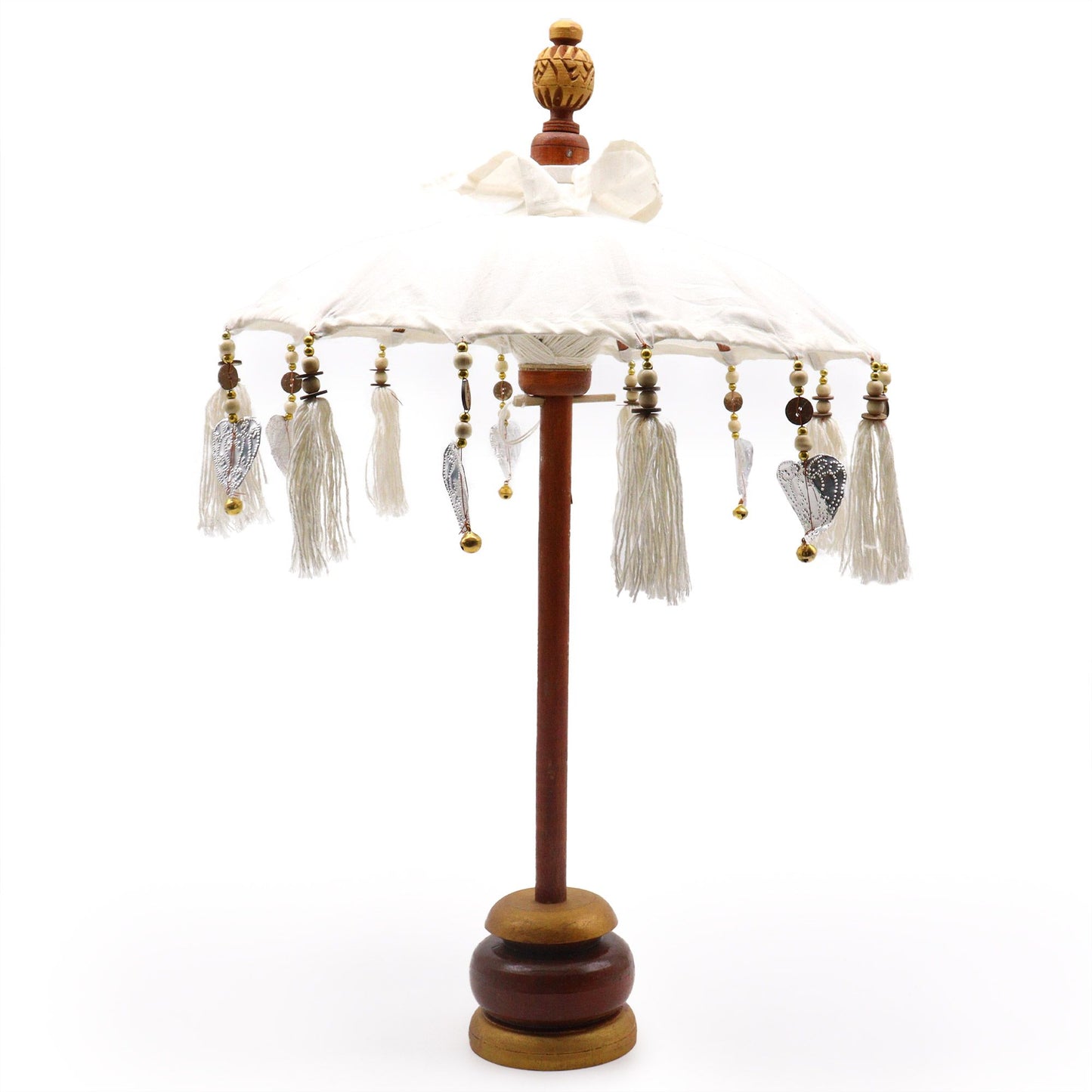 Zierschirm Bali Natur 40 cm - Handgefertigte Canvas-Dekoration mit Aluminium-Akzenten