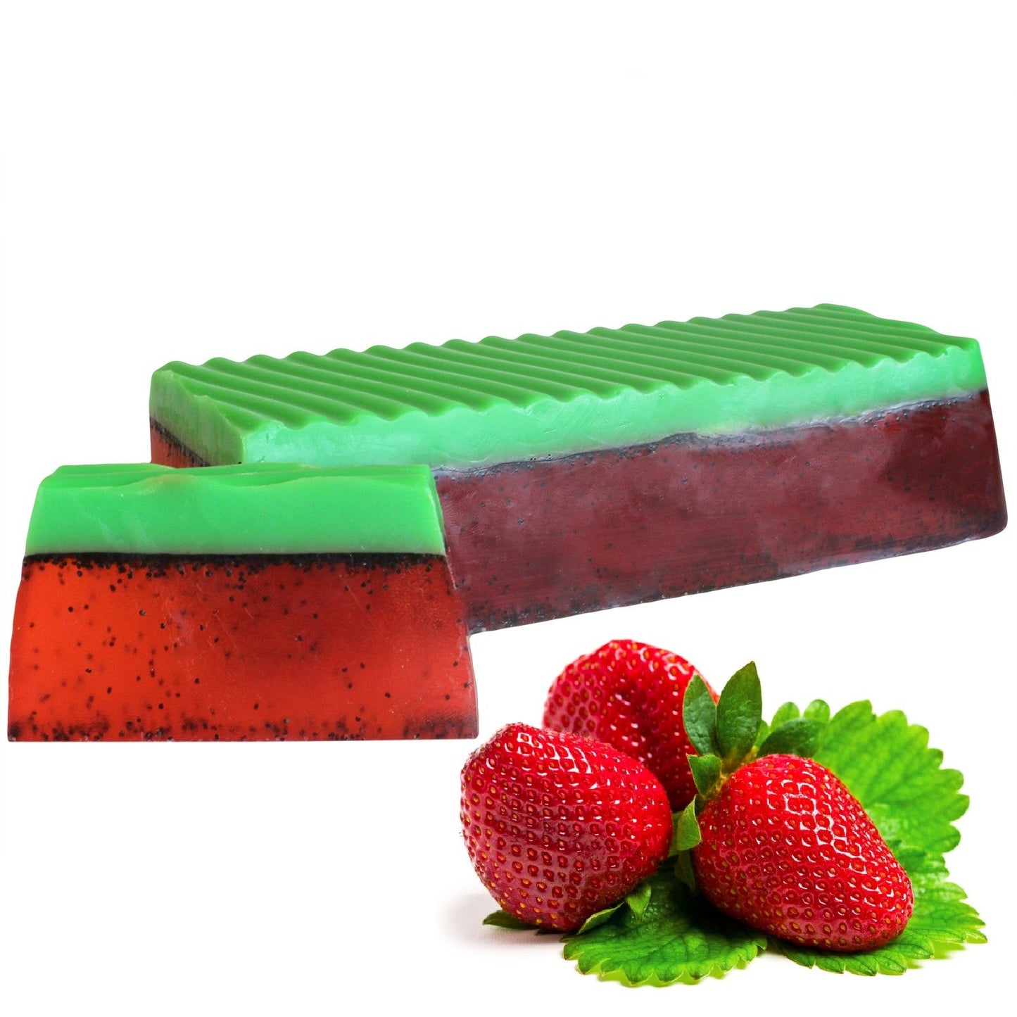Handgemachter Seifenblock Erdbeer-Karamell – 1,1 kg mit natürlichem Peeling