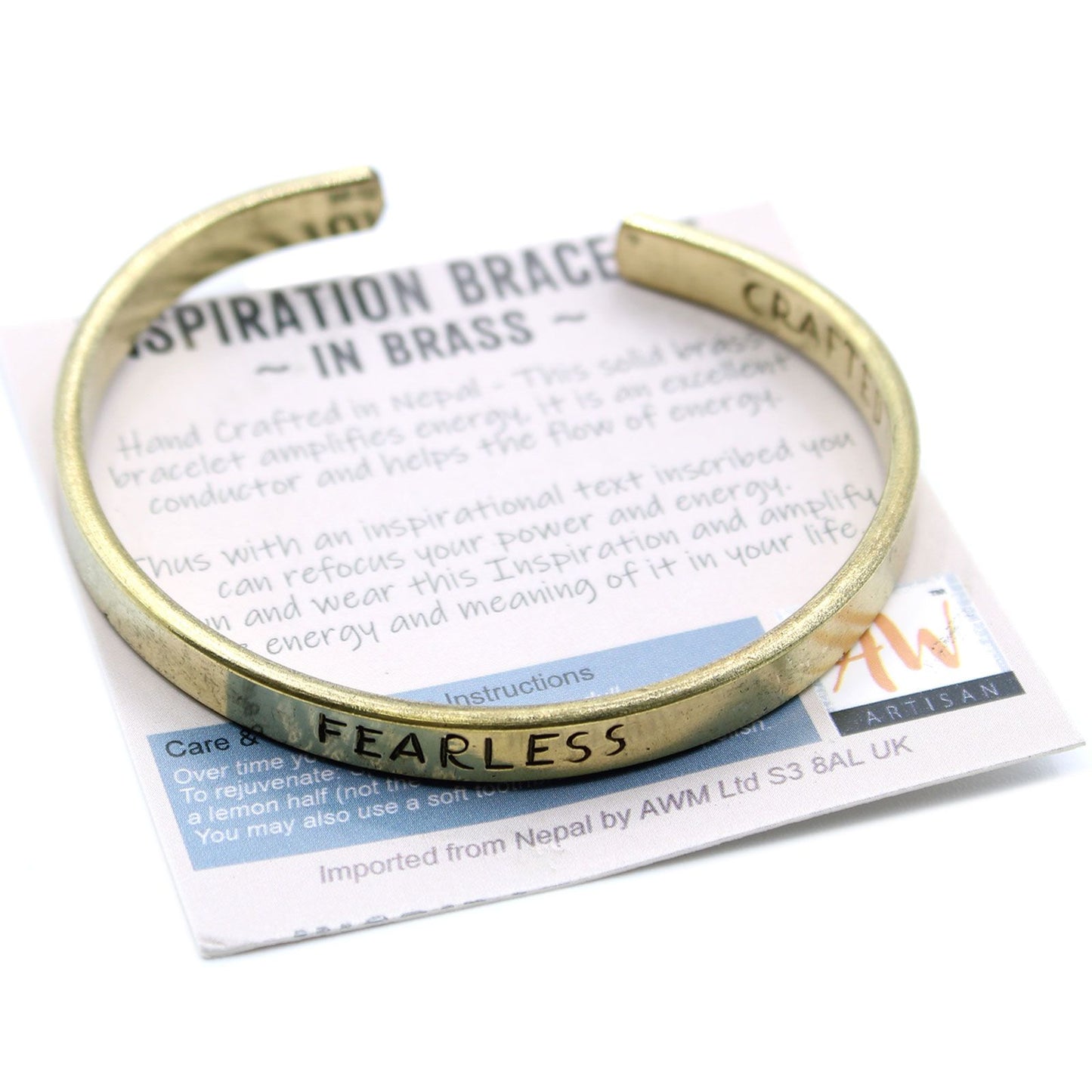 Inspirations-Armband-Set (12 Stück) – Handgraviertes Messing-Armband mit Motivationsbotschaft