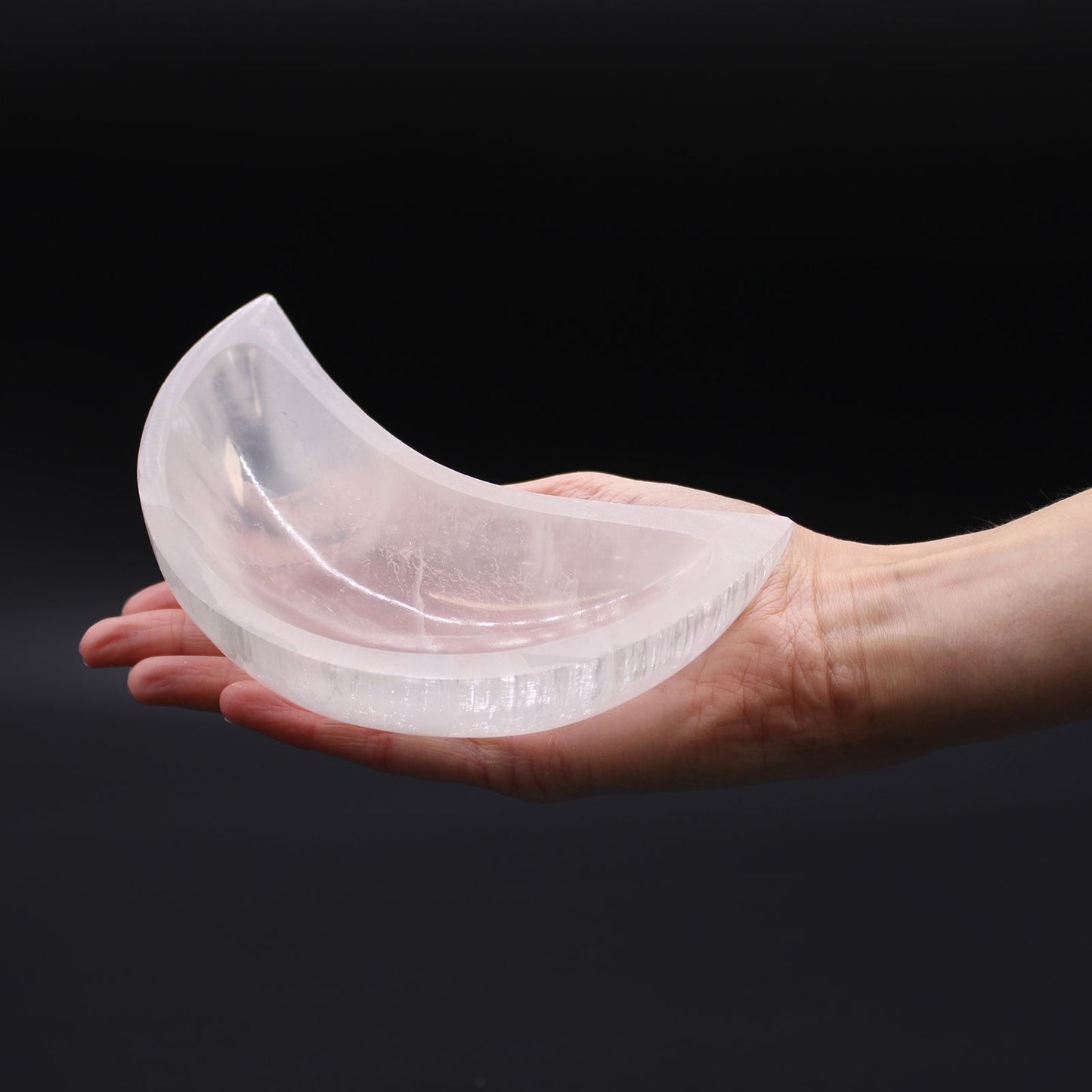 Selenitschale 'Mondlicht' - Handgeschliffene Naturschale, 15 cm