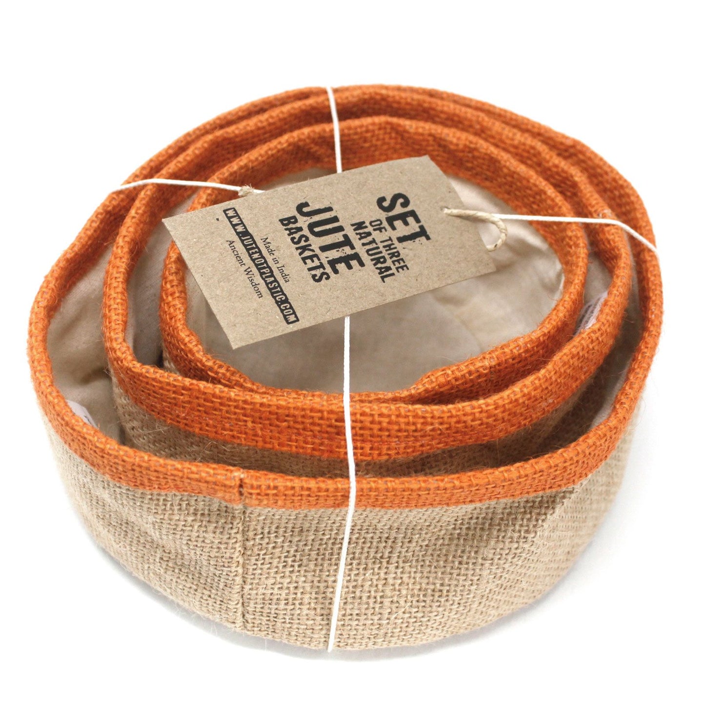 Set aus 3 Jute-Körben in Kurkuma – Mit Baumwollfutter, 3 Größen