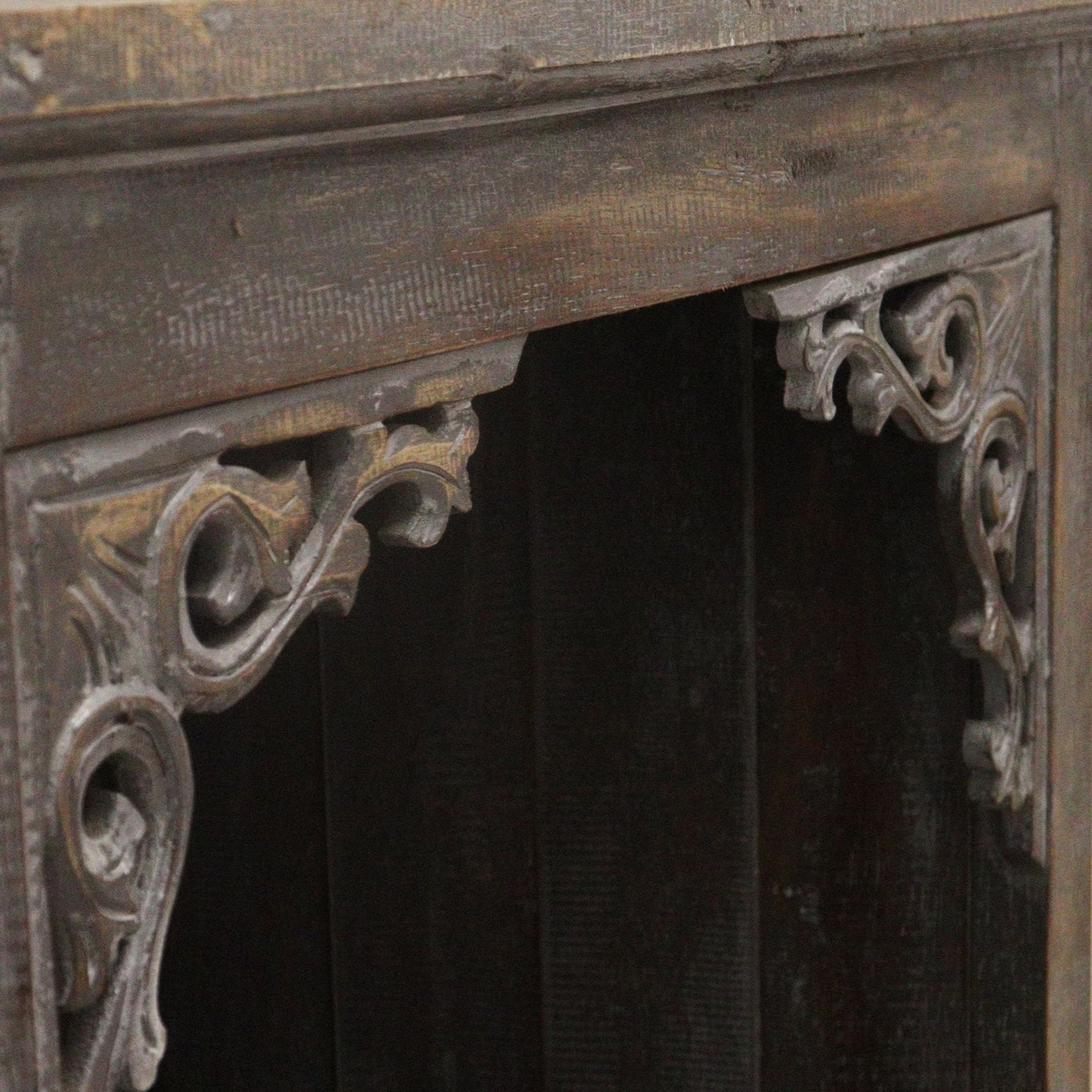 Badezimmerschrank in Grau-Waschung aus massivem Albasia-Holz