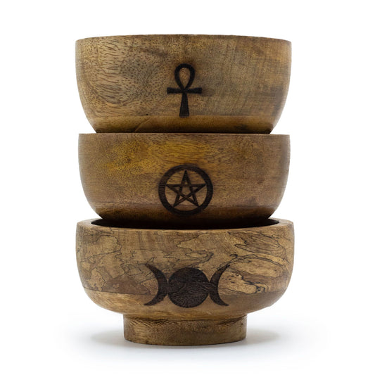 Räucherkegelhalter aus Mangoholz – Handgefertigte Ritualschale, 11 x 6 cm