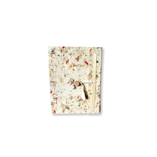 Mini-Notizbuch aus Lokta-Papier & farbigen Baumwollfasern – Ein Unikat