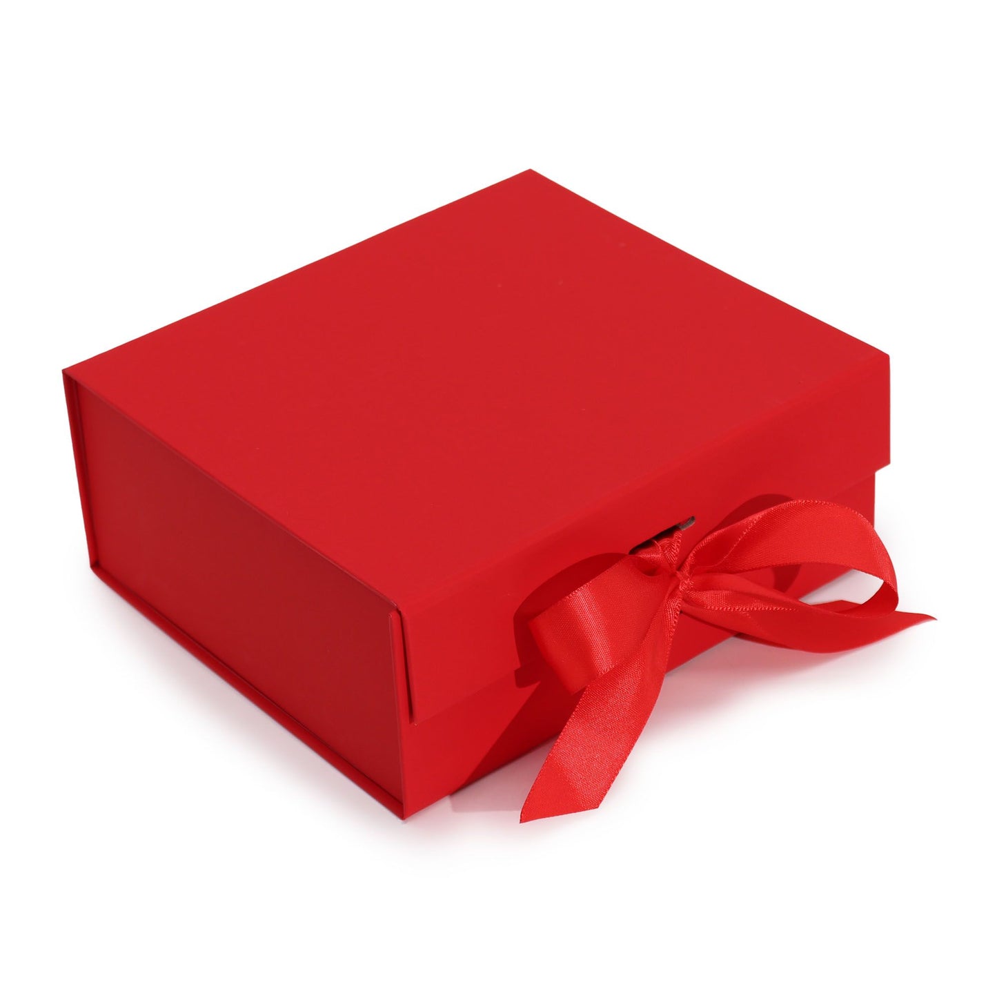 Faltbare Geschenkbox in leuchtendem Rot mit eleganter Schleife