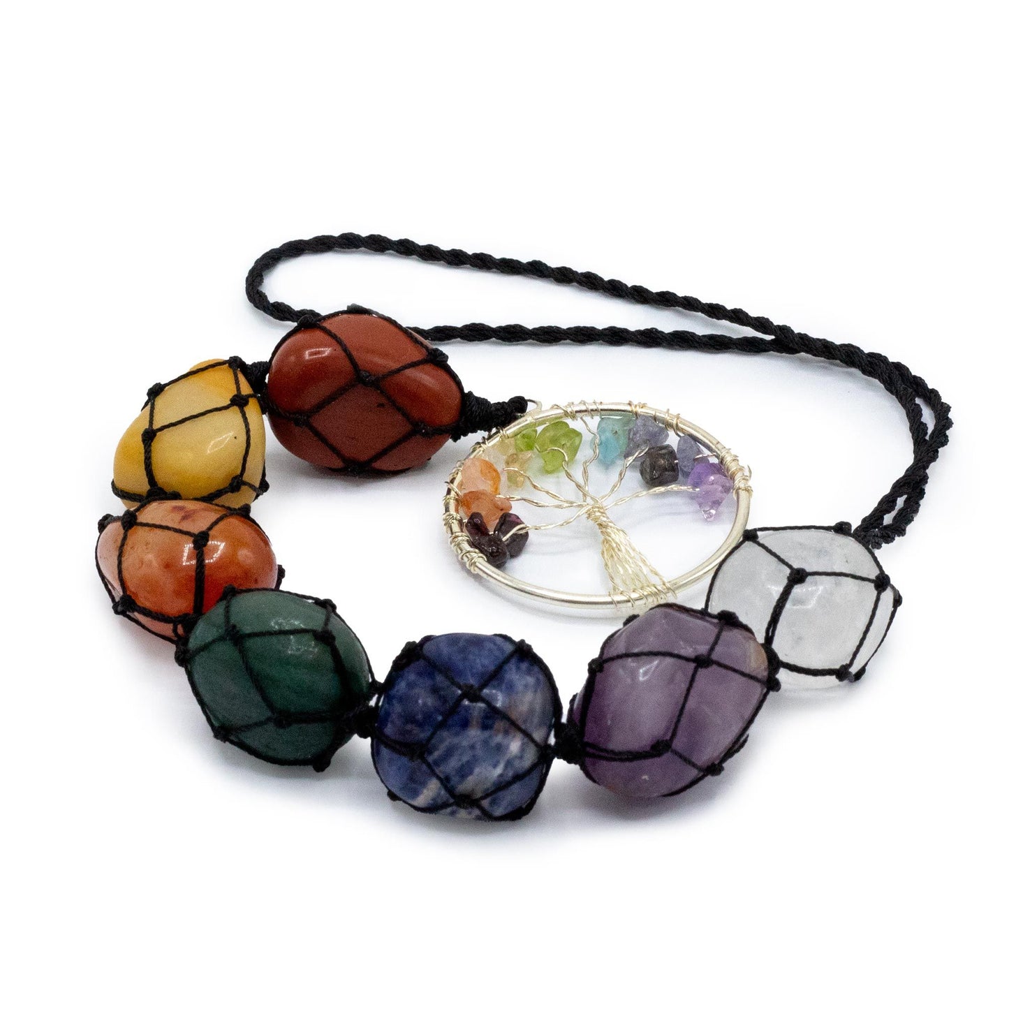 Chakra-Anhänger Lebensbaum mit 7 Edelsteinen – Spiritueller Wandschmuck
