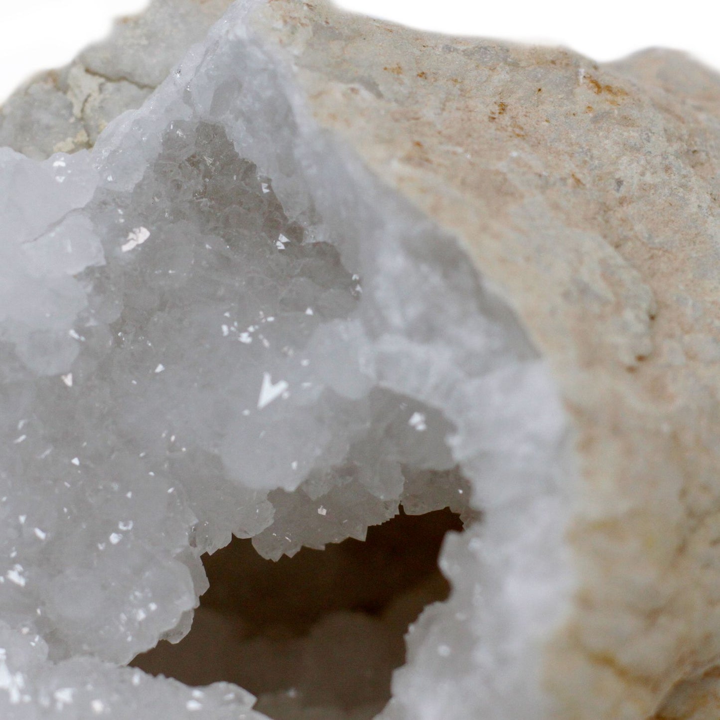 Natürliche Kalzit-Quarz-Geode aus Marokko | 15-18 cm | Kristallhöhle zum Öffnen
