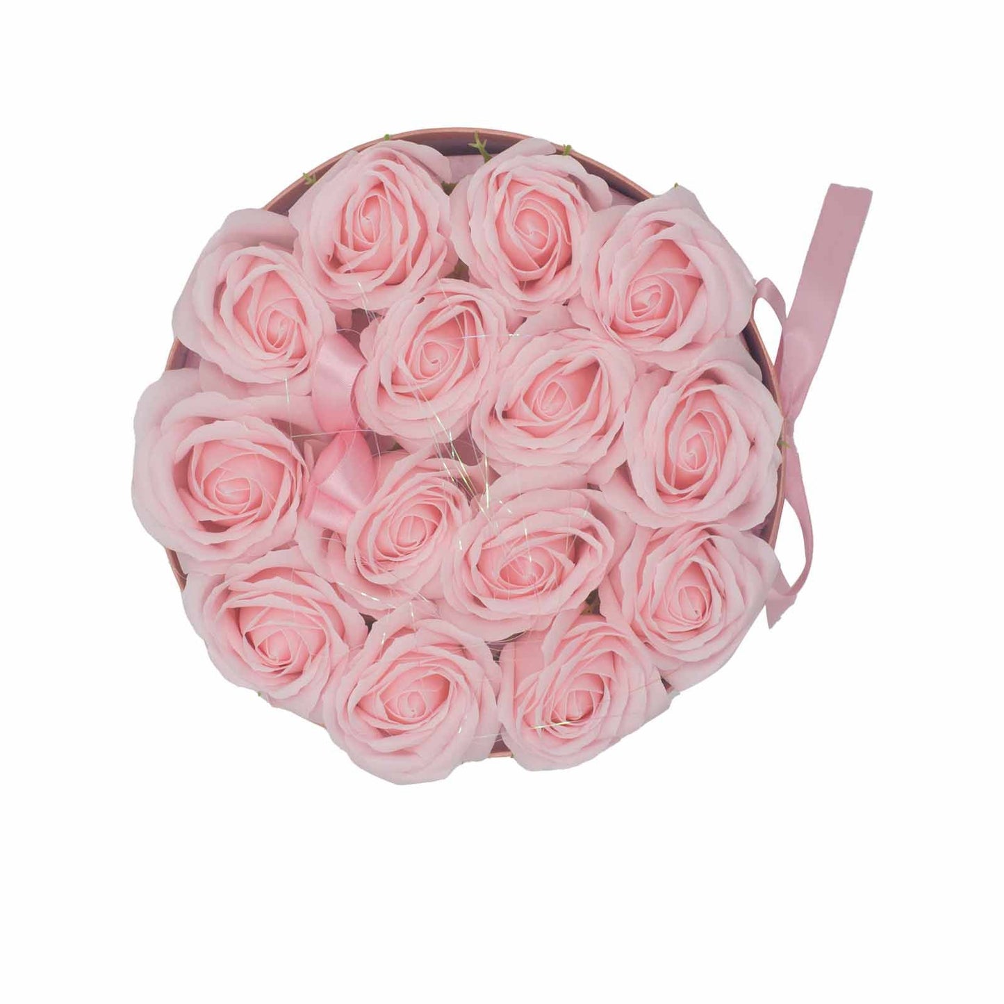 Luxus Seifenrosen-Strauß mit 14 rosa Rosen – Wiederverwendbare Geschenkbox