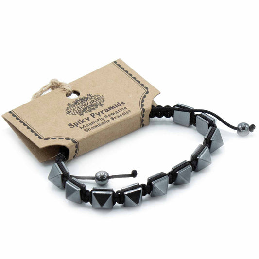 Shamballa Armband aus magnetischem Hämatit mit Spitzpyramiden-Perlen