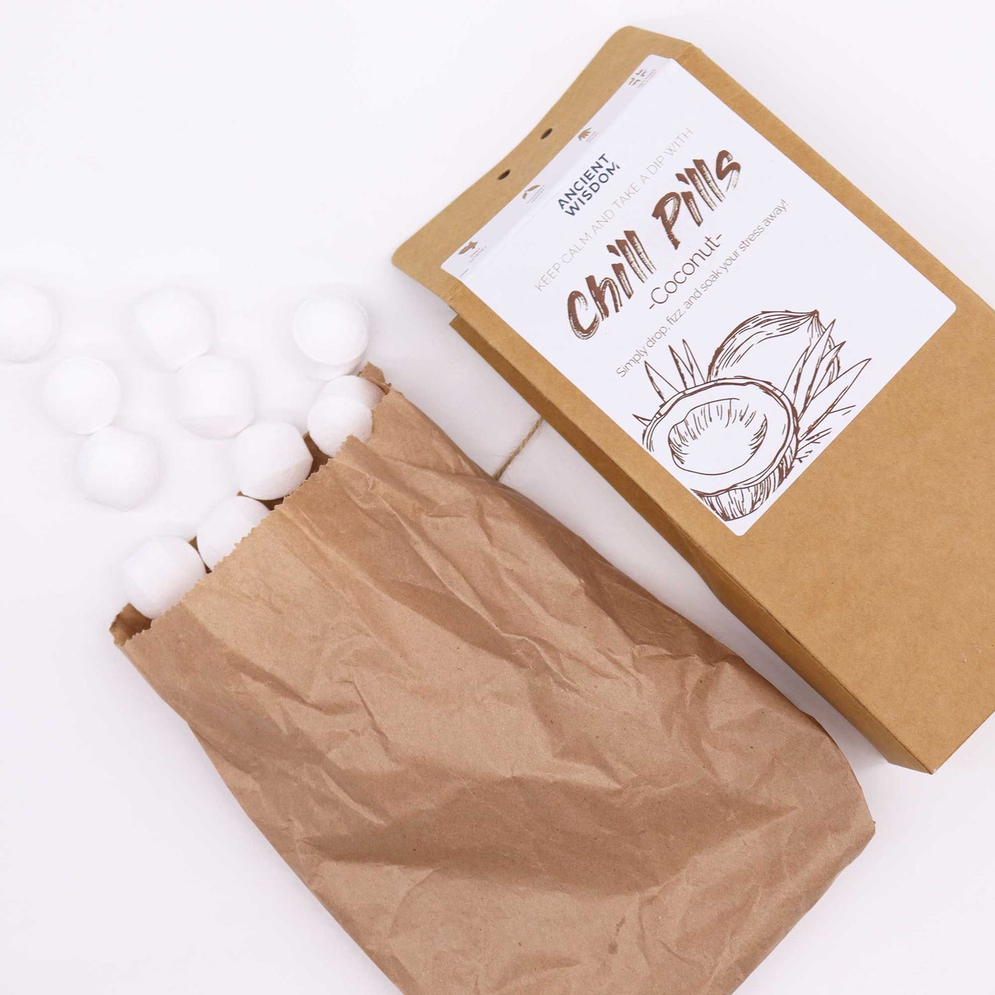 Mini-Badebomben Set Kokos – 30 Stück für tropische Wellness-Momente