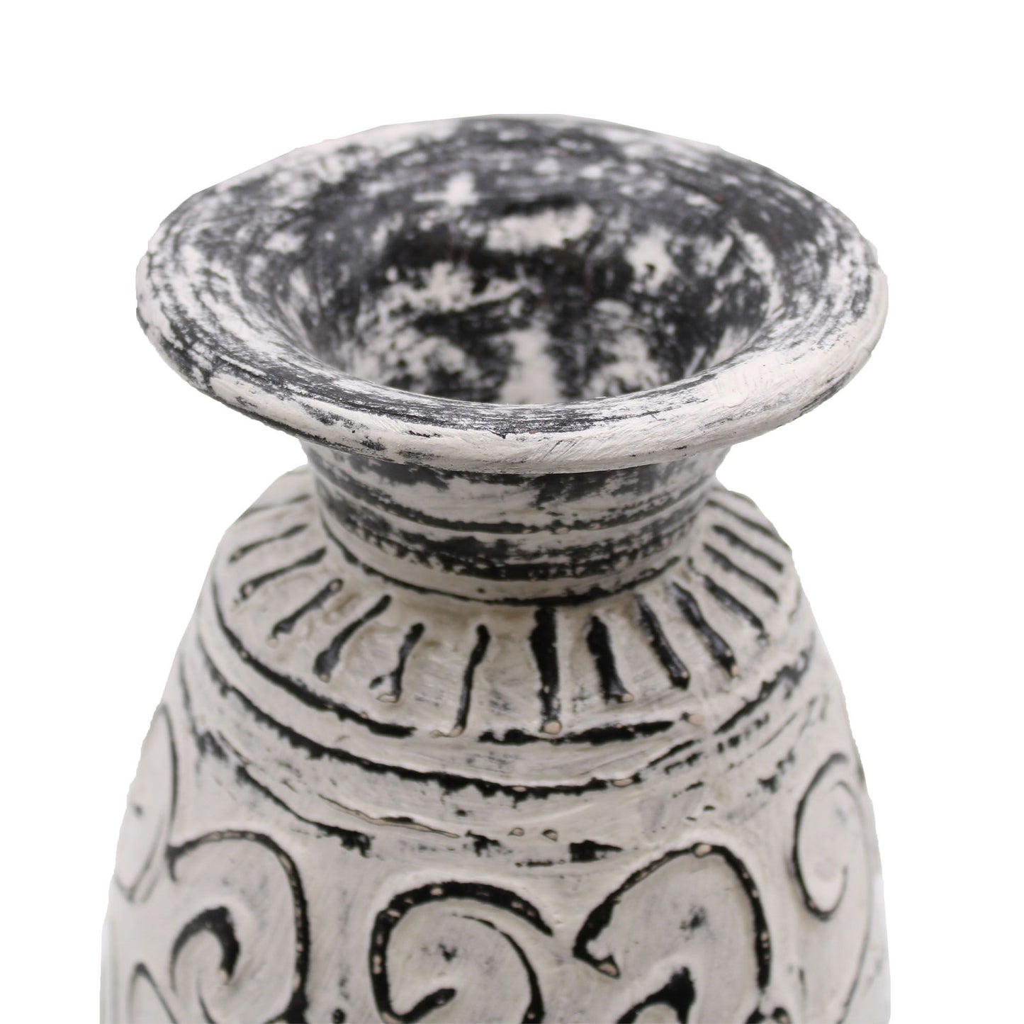 Keramikvase Creme mit Swirl-Muster – Handgefertigt auf Lombok