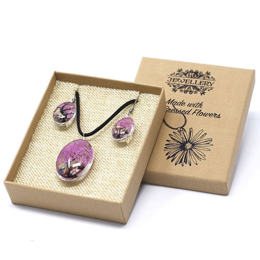 Schmuckset Baum des Lebens in Zartrosa – Halskette & Ohrringe mit echten Blüten