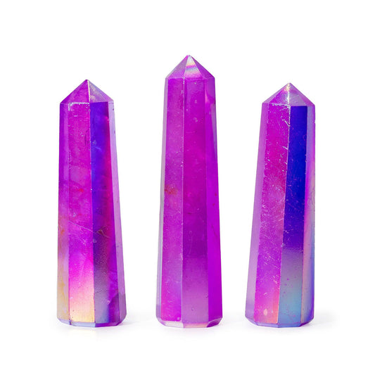 Obelisk aus lila Aurora Kristallquarz - Irisierender Edelstein