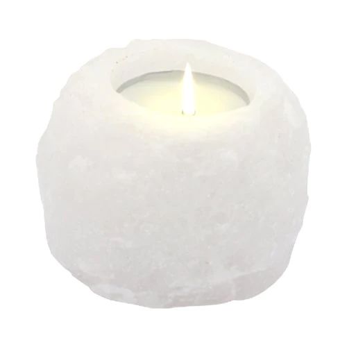 Handgefertigter Kerzenhalter aus Himalaya-Salzkristall – Ein Natur-Unikat (600-800g)