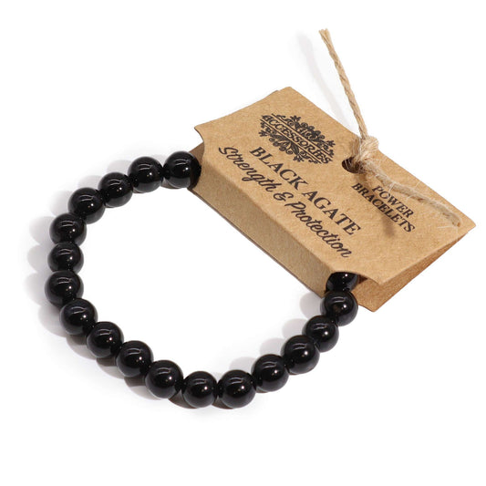 Kraftarmband aus echtem schwarzem Achat – Dehnbarer Edelstein-Schmuck