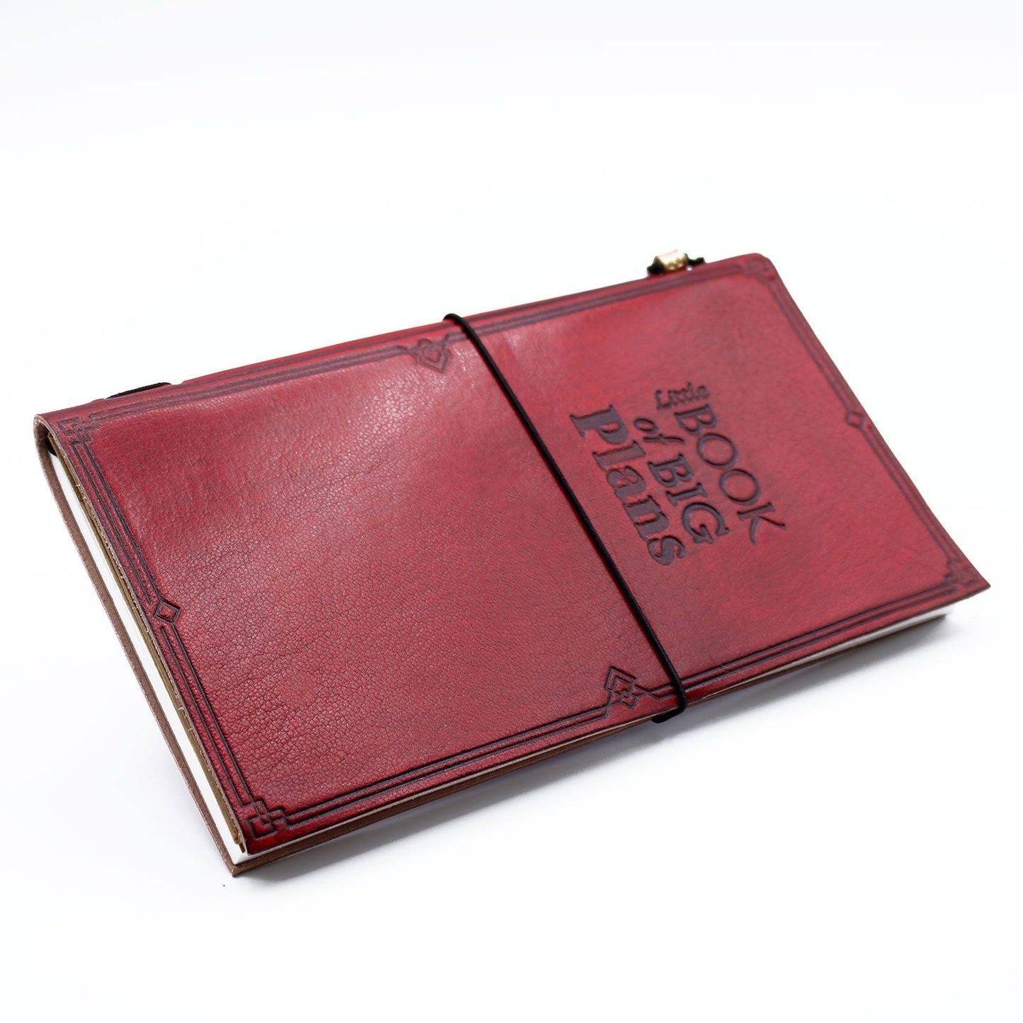Leder-Notizbuch 'Große Pläne' in Rot – Handgefertigtes Vintage-Journal mit 80 Seiten