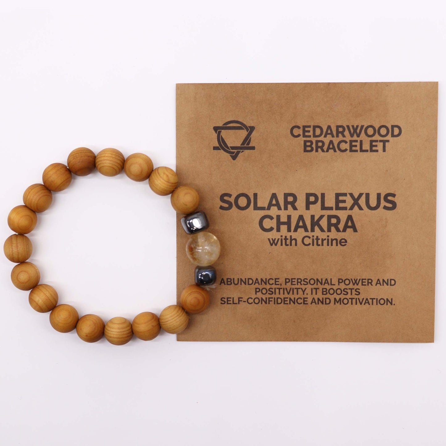 Zedernholz Armband mit Citrin für das Solarplexus-Chakra