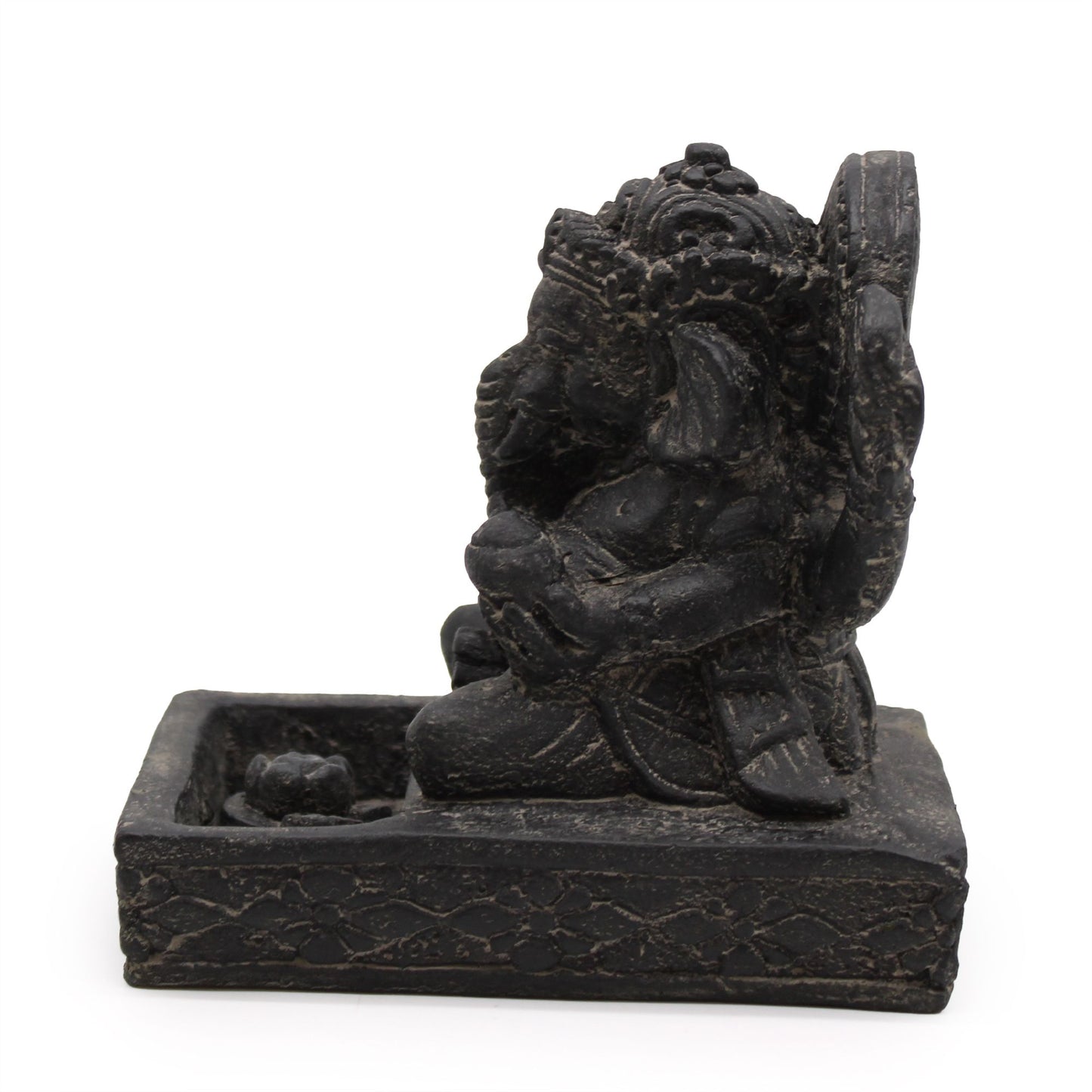 Ganesha Räucherstäbchenhalter aus Beton - Antik Schwarz
