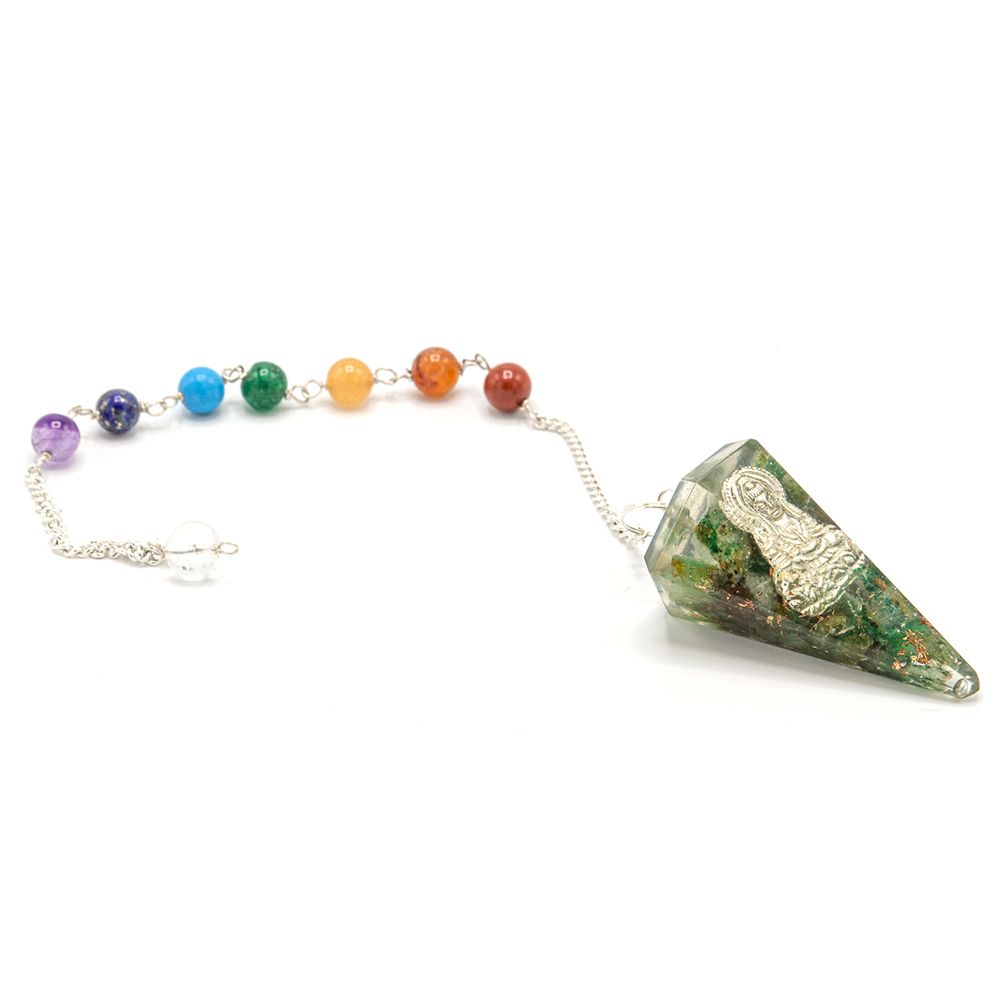 Orgonit Pendel mit Buddha-Motiv – Chakra-Steine & Edelmetalle