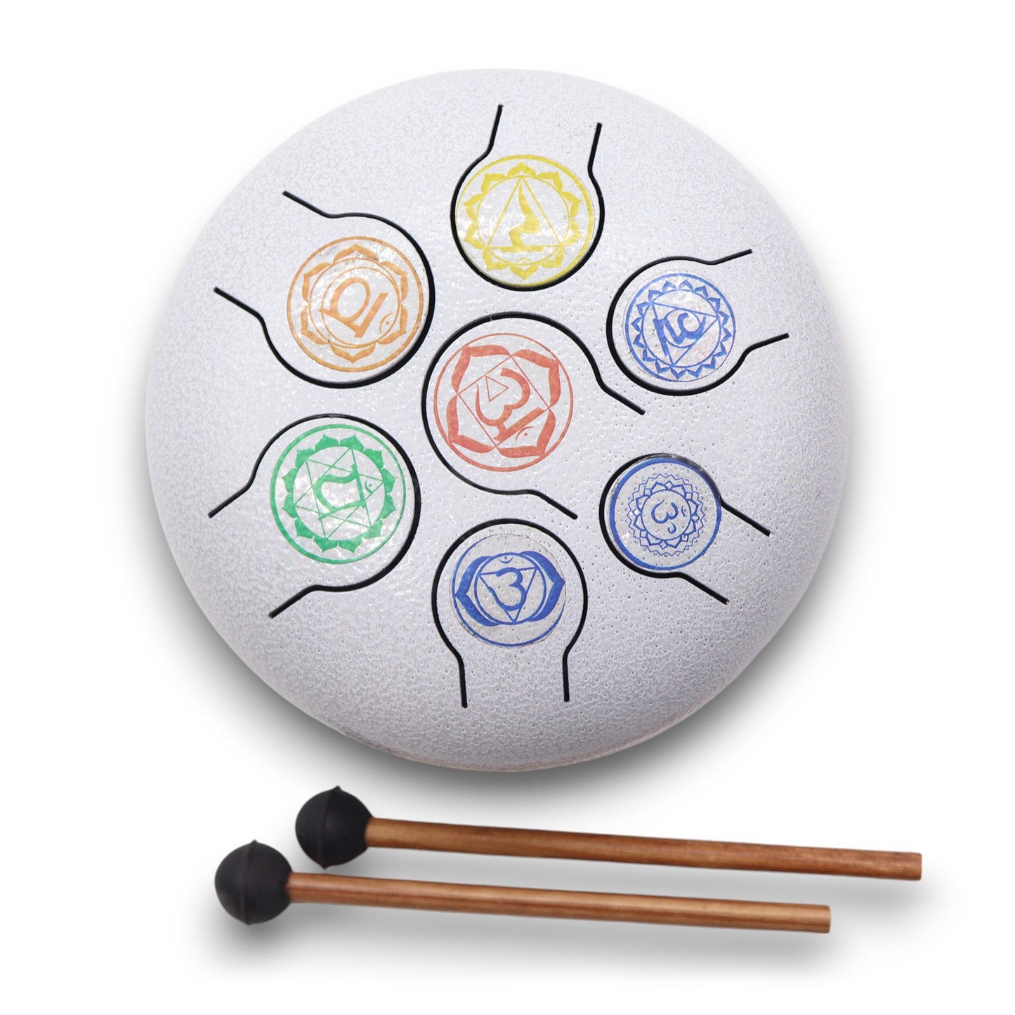 Steel Tongue Happy Drums – 7-Chakra Stahltrommel 18cm mit Zubehör