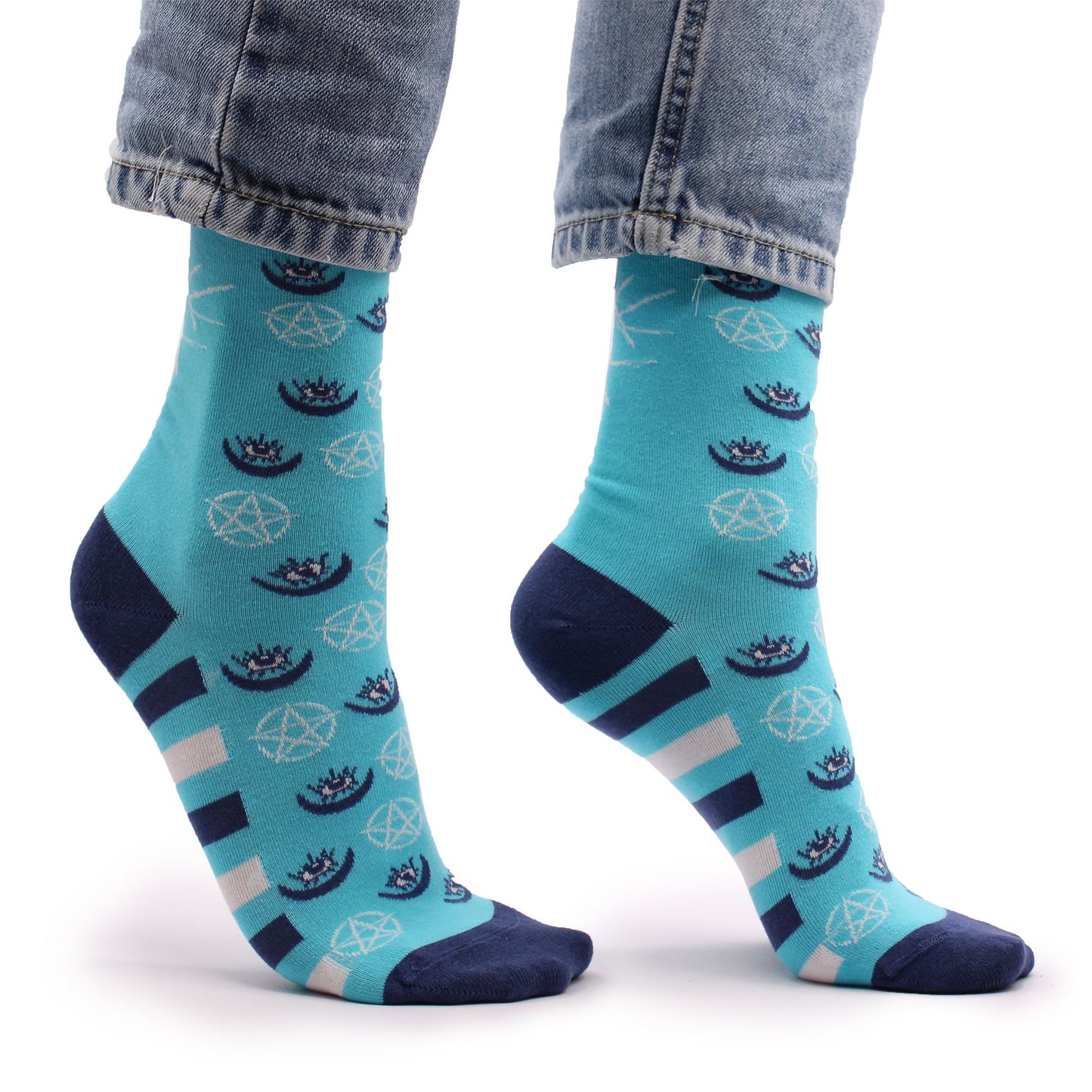 Bambus Socken mit Pentagramm und Bösen Auge | Symbolkraft für den Alltag