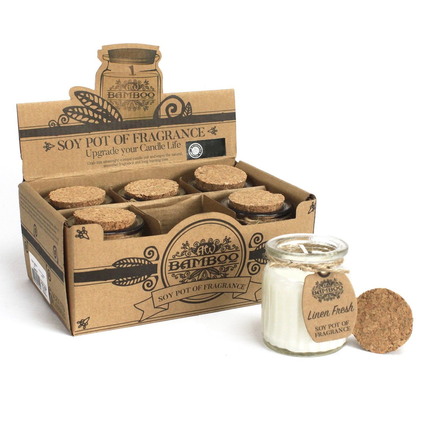 Sojawachs-Kerze 'Leinen Frische' im Korkglas – Natürlicher Wohlfohl-Duft