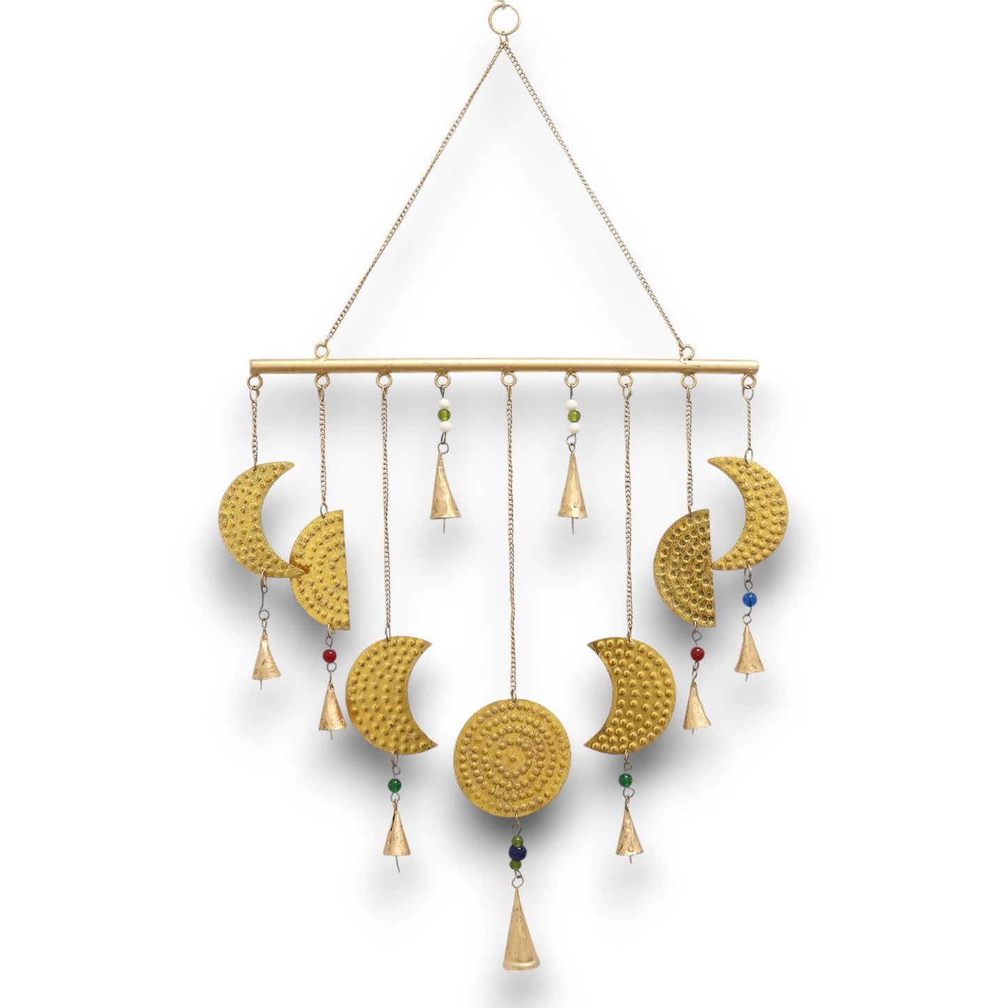 Klangspiel 'Mondphasen' aus Messing mit Glasperlen – 43x40 cm
