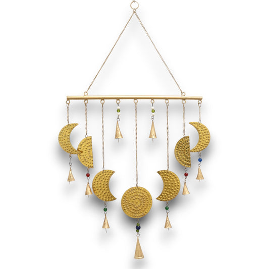 Klangspiel 'Mondphasen' aus Messing mit Glasperlen – 43x40 cm